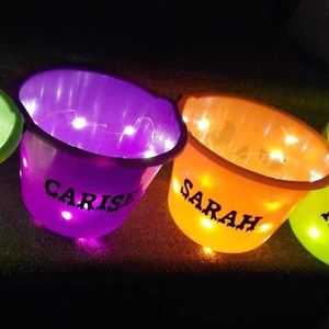 Halloween trick or treat light up buckets with name !